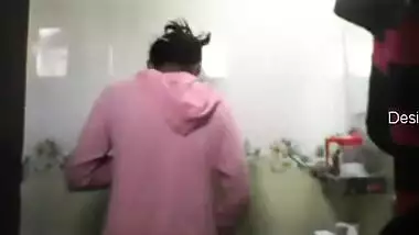 Solo sex video of shy Desi teen who rubs own XXX tits in bathroom