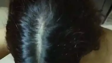 Indian bikini girl in glasses gives blowjob to boyfriend