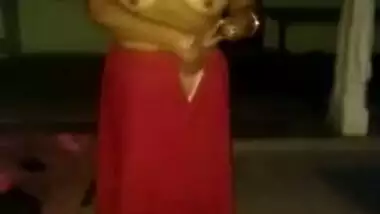 Young man behind camera films how old aunty gets naked before him