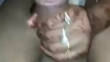 Amateur porn video in which Indian MILF carefully sucks husband's cock