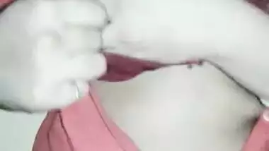 Horny Nri Girl Play with Her Boobs