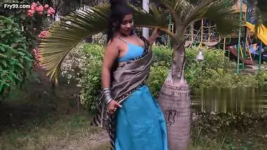 Hot Saree Fashion in Blue Bra & Black Saree ~ Nandini Chaterjee