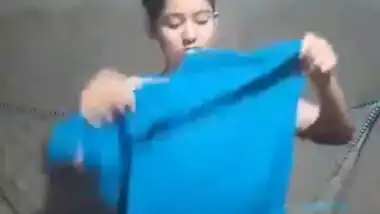 Beautiful cute innocent girl making nude video for Bf