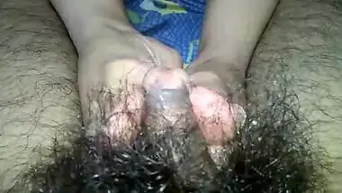 Desi maid rubs Indian Lund of Malik by her soft legs