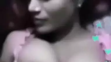 Sexy indian bhabi boob pressing live show with lover
