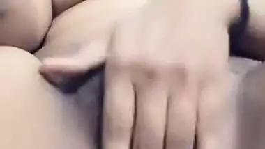 Sexy Girl Showing Boobs and Masturbating Hairy Pussy