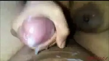 Milky boobs desi wife handjob with honey by hubby's cock