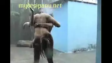 Awesome outdoor fucking scene in rain