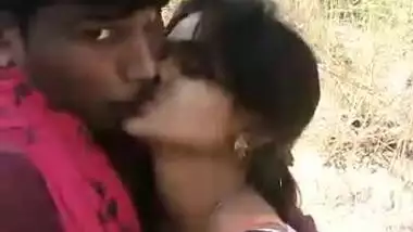 Indian Lover Kissing Outdoor