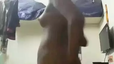 Horny wife making video showing curves and playing with body