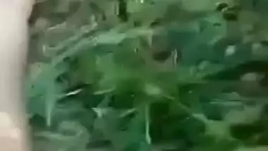 Village girl on grass field in outdoor sex with lover