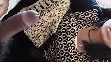 Desi Bhabhi giving Handjob to Devar on cam