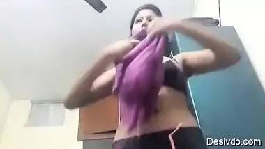 Young Desi Girl Changing Bra