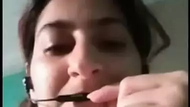 Beautiful girl showing