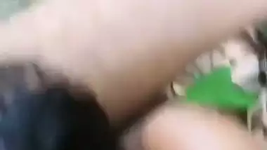 Threesome fucking in jungle by hot Tamil slut